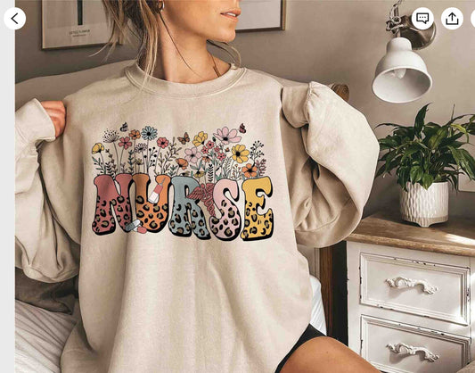 Floral “Nurse” Sweatshirt